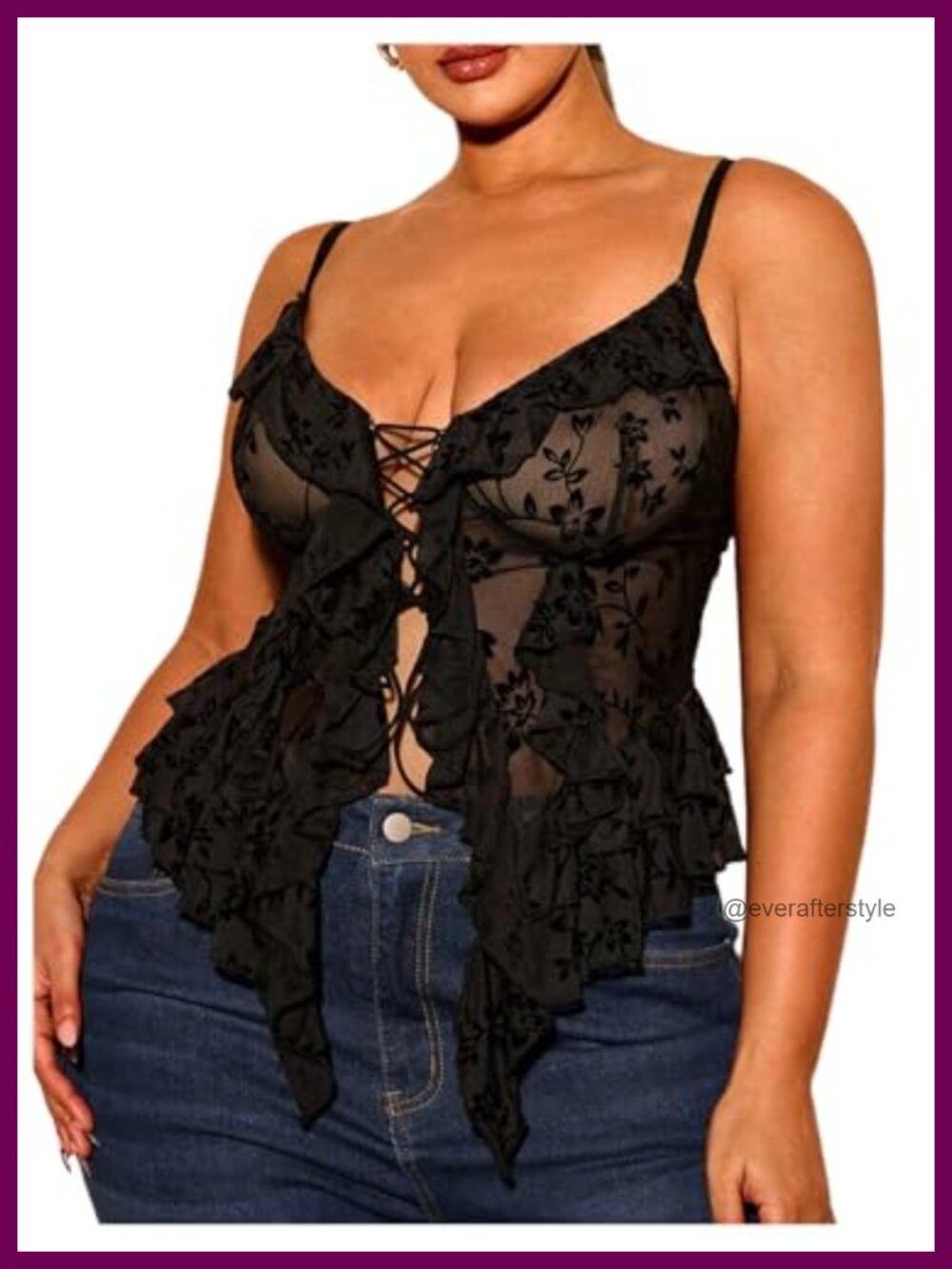 SHENHE Plus Size Sexy Cami Asymmetrical Hem Criss Cross Lace Up Y2K Tank Top